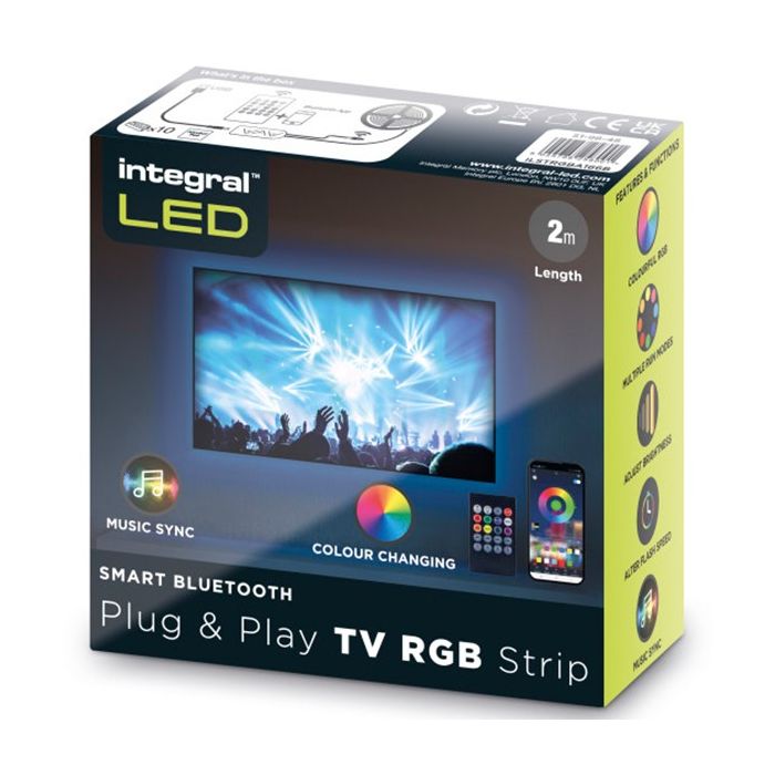 Integral RGB Plug & Play LED TV Strip Kit Remote & Bluetooth Controlled