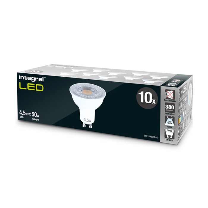 Integral LED - GU10 4.5W-50W - 4000K - PACK OF 10